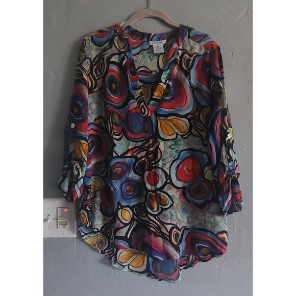 VINTAGE Vantarsi Tops Blouse Women XL, Polyester,Abstract,20 Inch Of Arm To Arm - Picture 3 of 12
